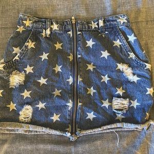 Distressed Denim Skirt